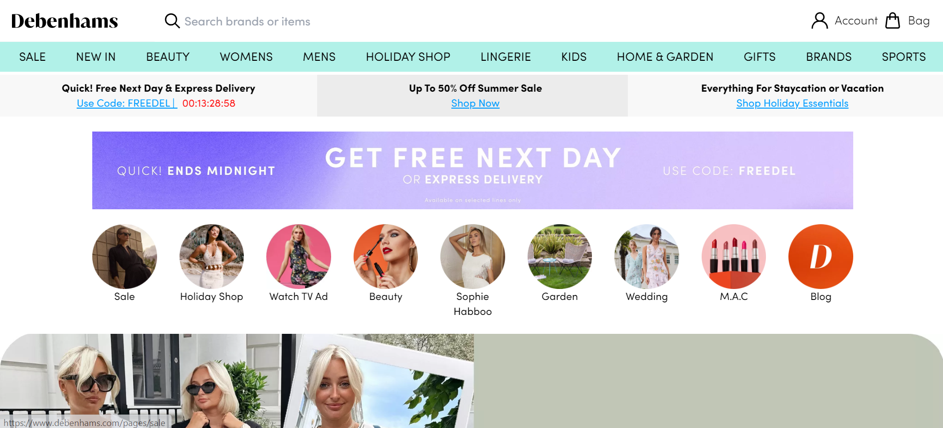 Debenhams Website