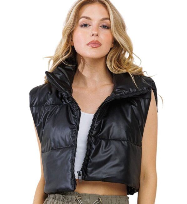 leather puffer vest