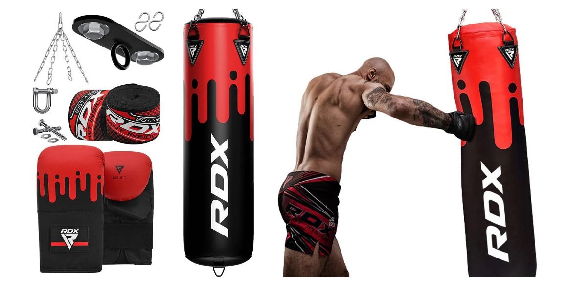 F9 4ft - 5ft 8-in-1 Heavy Boxing Punch Bag & Mitts Set