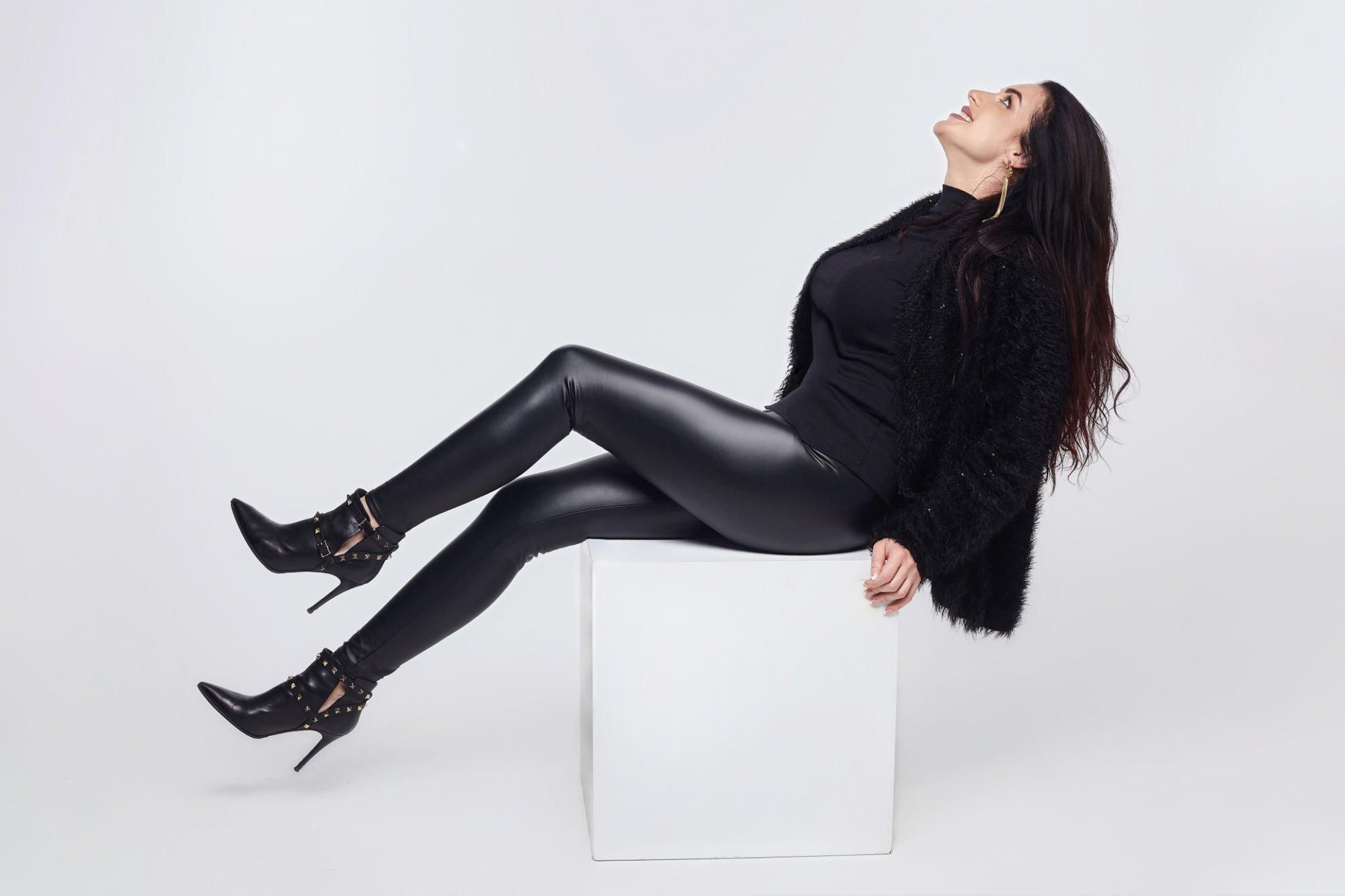 Mid Rise Leather Leggings