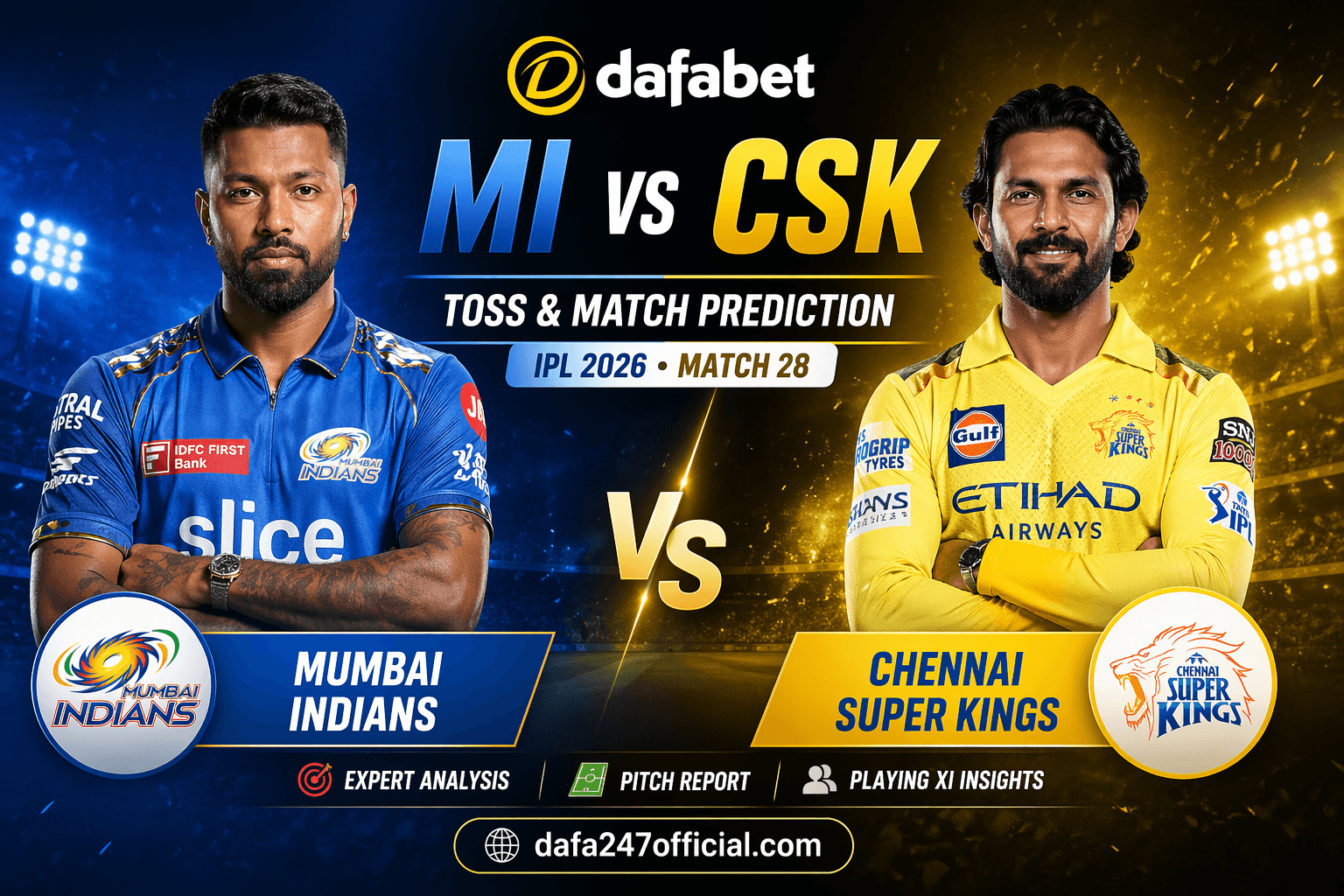MI vs CSK Prediction and Match Factors on Dafabet