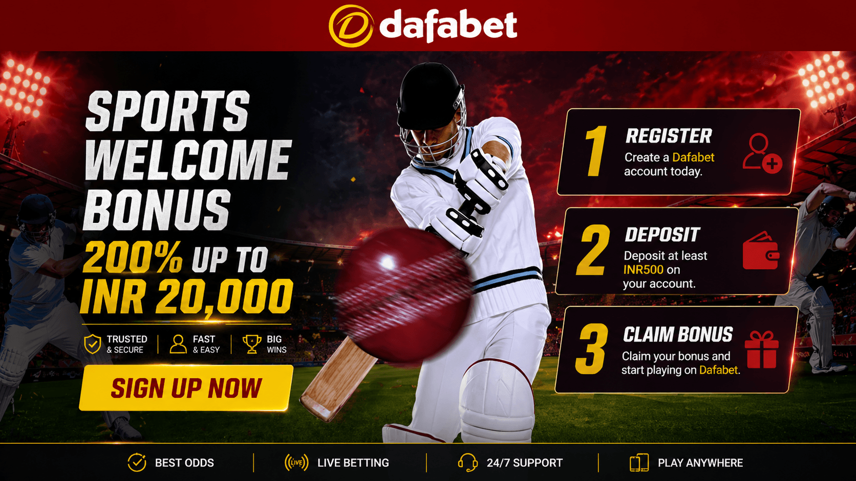 Get IPL Betting ID on Dafabet – ₹1100 Bonus & Instant Access