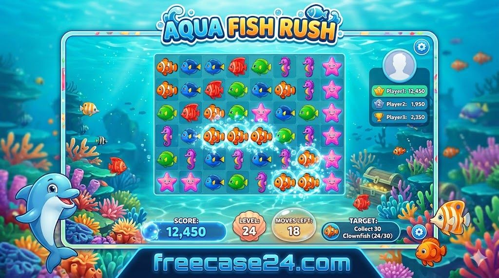 Aqua Fish Rush on freecase24 – Enjoy the Ultimate Underwater Adventure