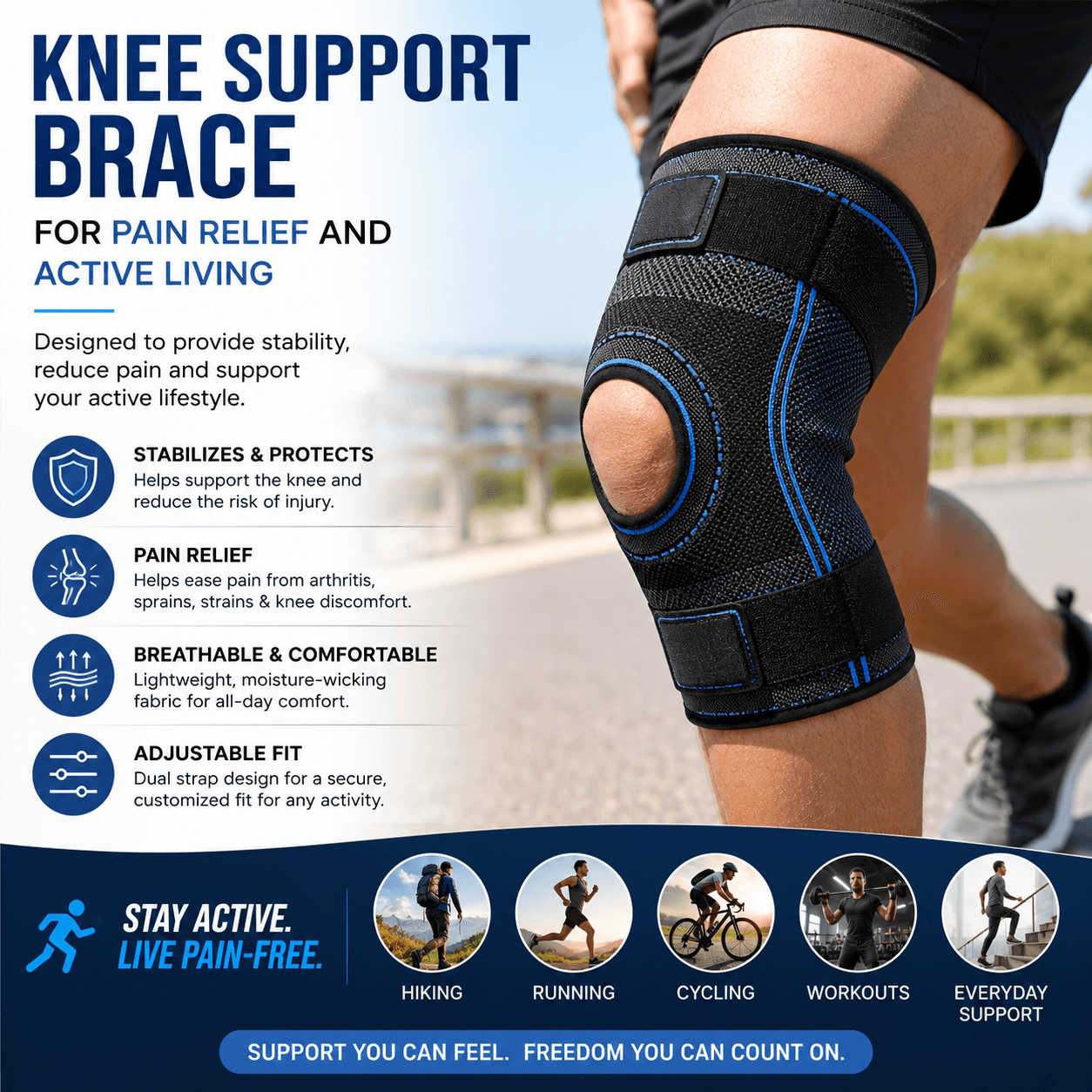 Knee Support Brace for Pain Relief and Active Living