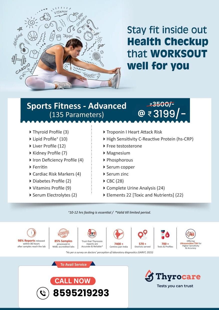 Thyrocare Sports Fitness Packages – Basic, Advanced & Comprehensive