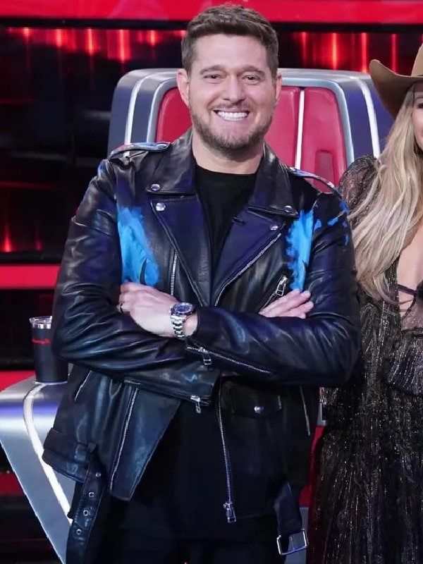 Michael Bublé Leather Biker Jacket – A Classic Blend of Elegance and Edge