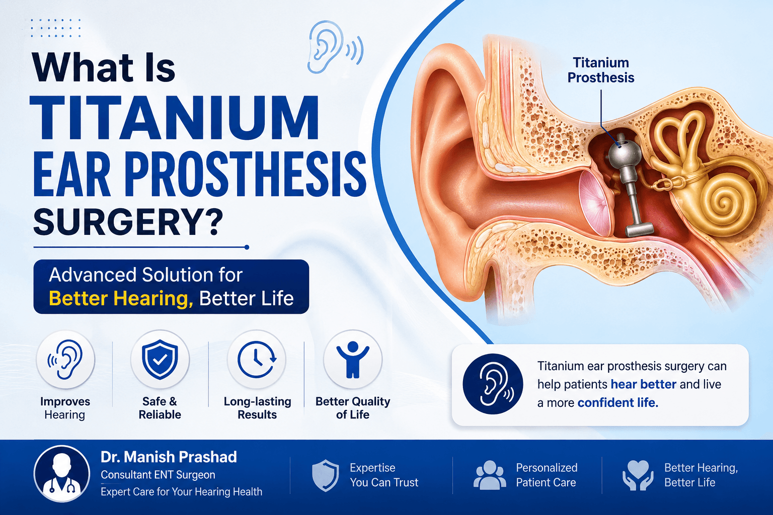 Titanium Ear Prosthesis Surgery in Gurgaon, Ear Bone Replacement Surgery in Gurgaon, Hearing Prosthesis Surgery in Gurgaon
