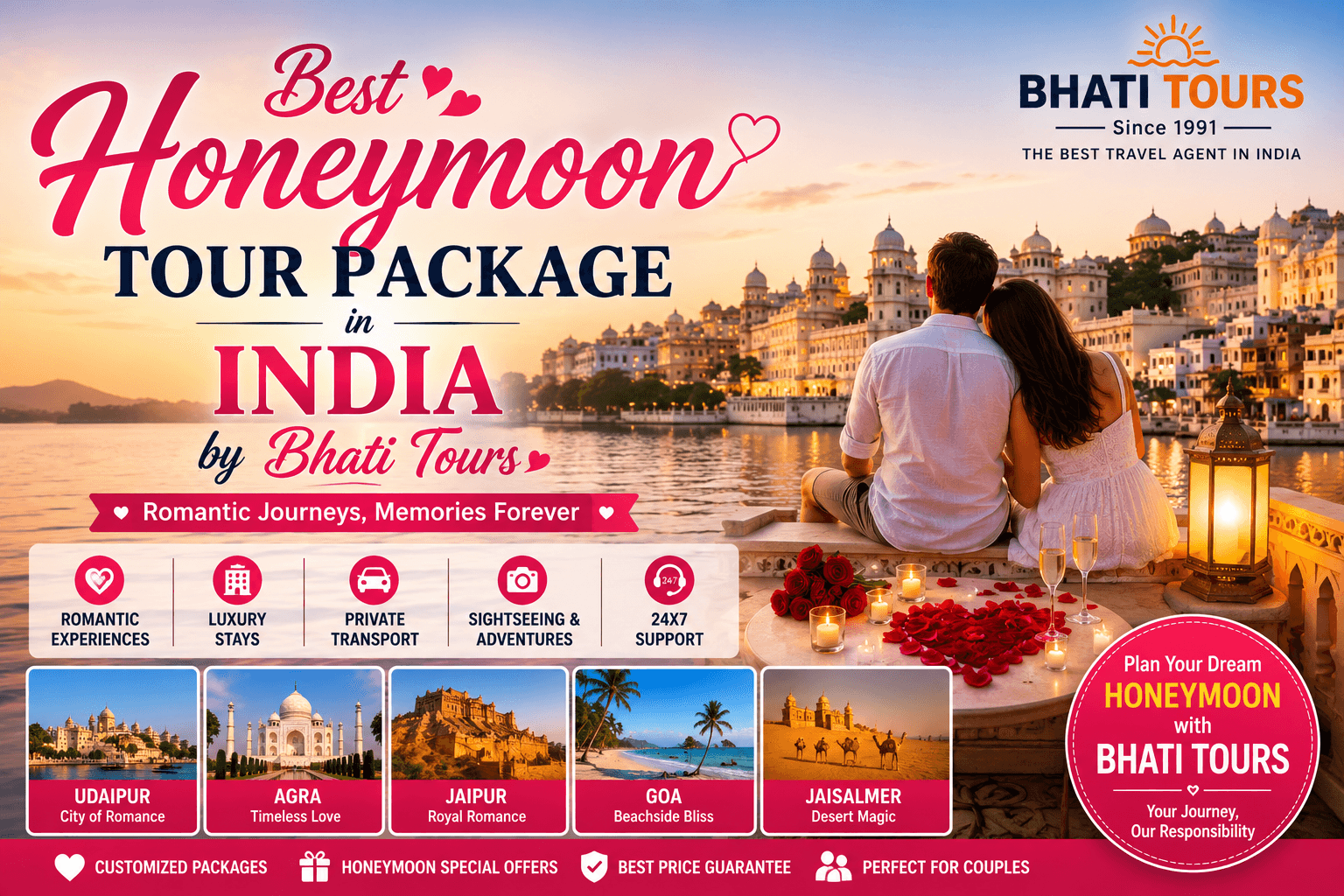 Best Honeymoon Tour Package in India by Bhati Tours