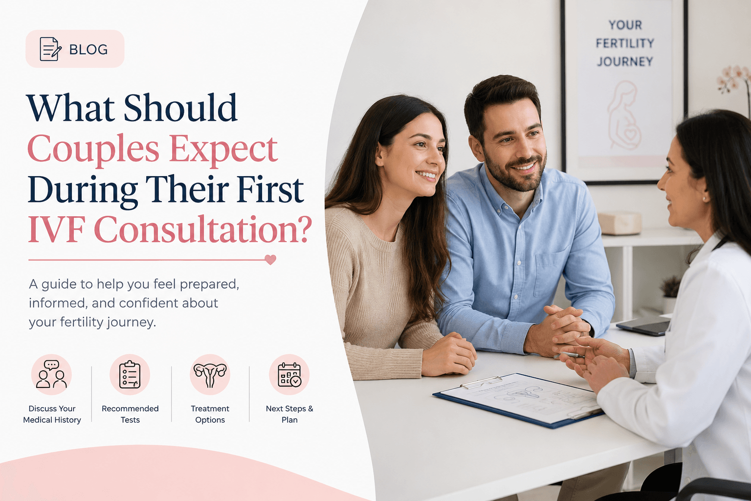 Couple consulting with fertility expert during first IVF appointment at Best IVF doctor in Delhi clinic.