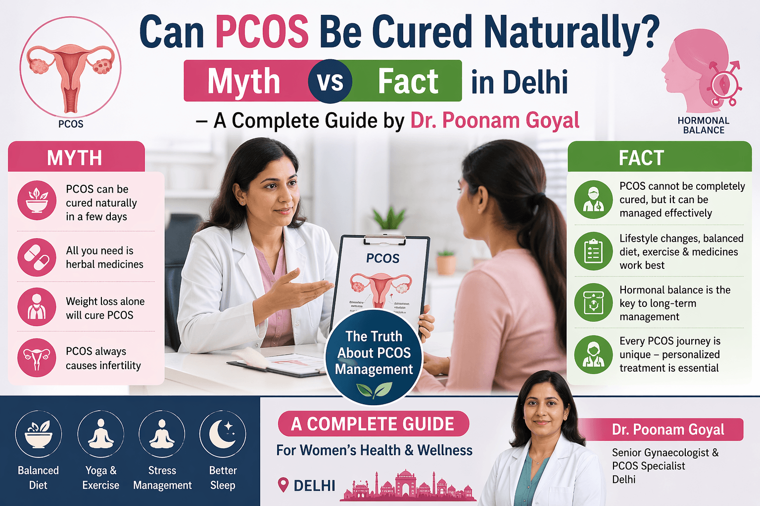 Can PCOS Be Cured Naturally? Myth vs Fact in Delhi – A Complete Guide by Dr. Poonam Goyal