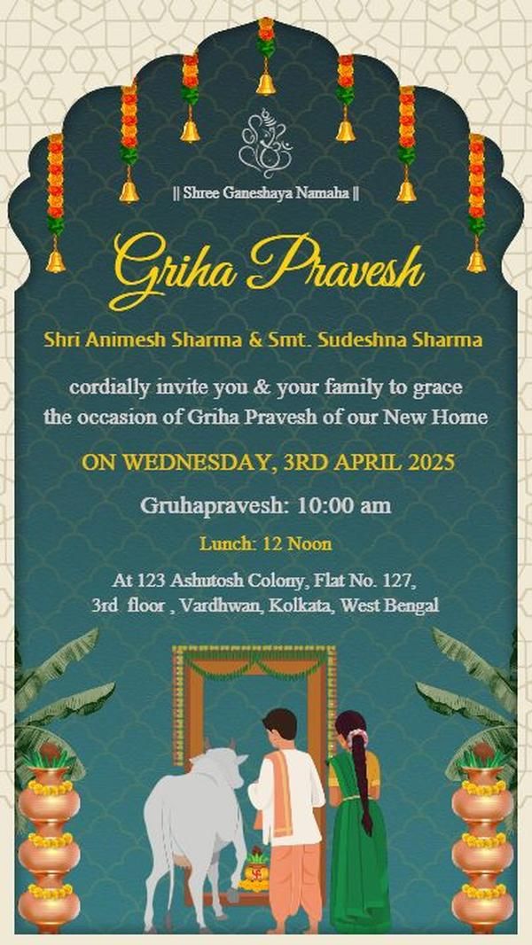 Grah Pravesh Templates – Beautiful, Editable Housewarming Invitation Designs Online
