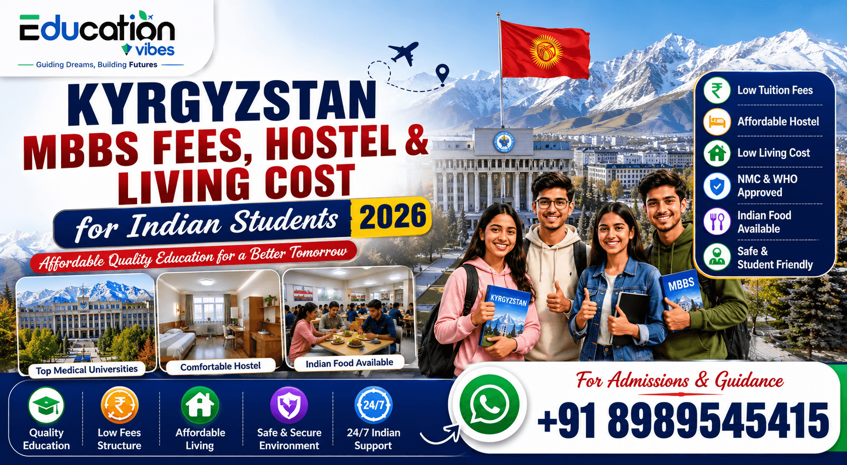 Kyrgyzstan MBBS Fees, Hostel & Living Cost for Indian Students