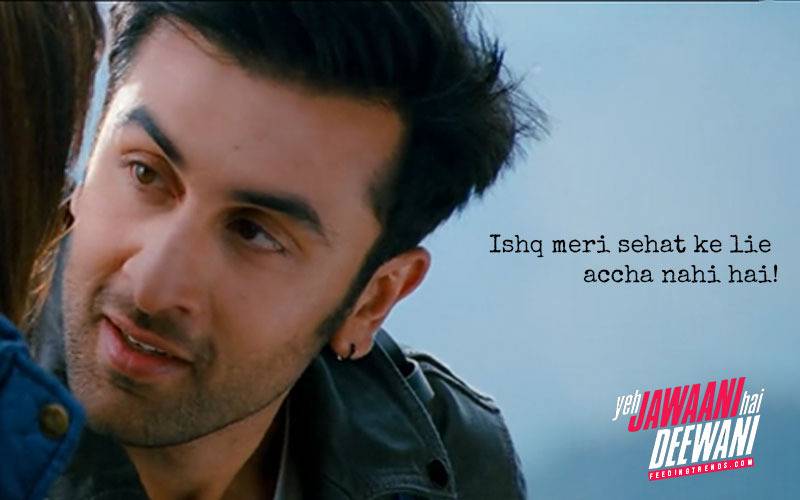 YJHD dialogues, YJHD songs, Yeh Jawaani Hai Deewani dialogues, Yeh Jawaani Hai Deewani songs, top and most loved dialogues of YJHD, Bunny, Naina Talwar, Chasmish, Kabir Thapar, Avi, Aditi, Ranbir Kapoor, Deepika Padukone, Kalki Koechlin, Aditya Roy Kapur, Madhuri Dixit, Farook Sheikh, Ayan Mukerji, FT Article, FT Events, Feeding Trends article, Feeding Trends, Ranbir YJHD, Deepika YJHD, Kalki YJHD, Aditya YJHD, Ranbir Deepika, Badtameez Dil, Balam Pichkari, Dilliwali Girlfriend, YJHD Mashup, YJHD Deleted Scenes, Ilahi, Ghagra, Kabira, Subhanallah