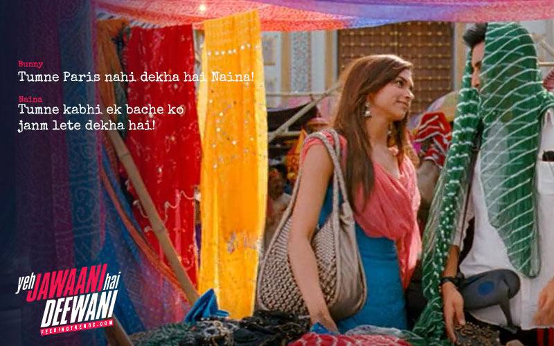 YJHD dialogues, YJHD songs, Yeh Jawaani Hai Deewani dialogues, Yeh Jawaani Hai Deewani songs, top and most loved dialogues of YJHD, Bunny, Naina Talwar, Chasmish, Kabir Thapar, Avi, Aditi, Ranbir Kapoor, Deepika Padukone, Kalki Koechlin, Aditya Roy Kapur, Madhuri Dixit, Farook Sheikh, Ayan Mukerji, FT Article, FT Events, Feeding Trends article, Feeding Trends, Ranbir YJHD, Deepika YJHD, Kalki YJHD, Aditya YJHD, Ranbir Deepika, Badtameez Dil, Balam Pichkari, Dilliwali Girlfriend, YJHD Mashup, YJHD Deleted Scenes, Ilahi, Ghagra, Kabira, Subhanallah